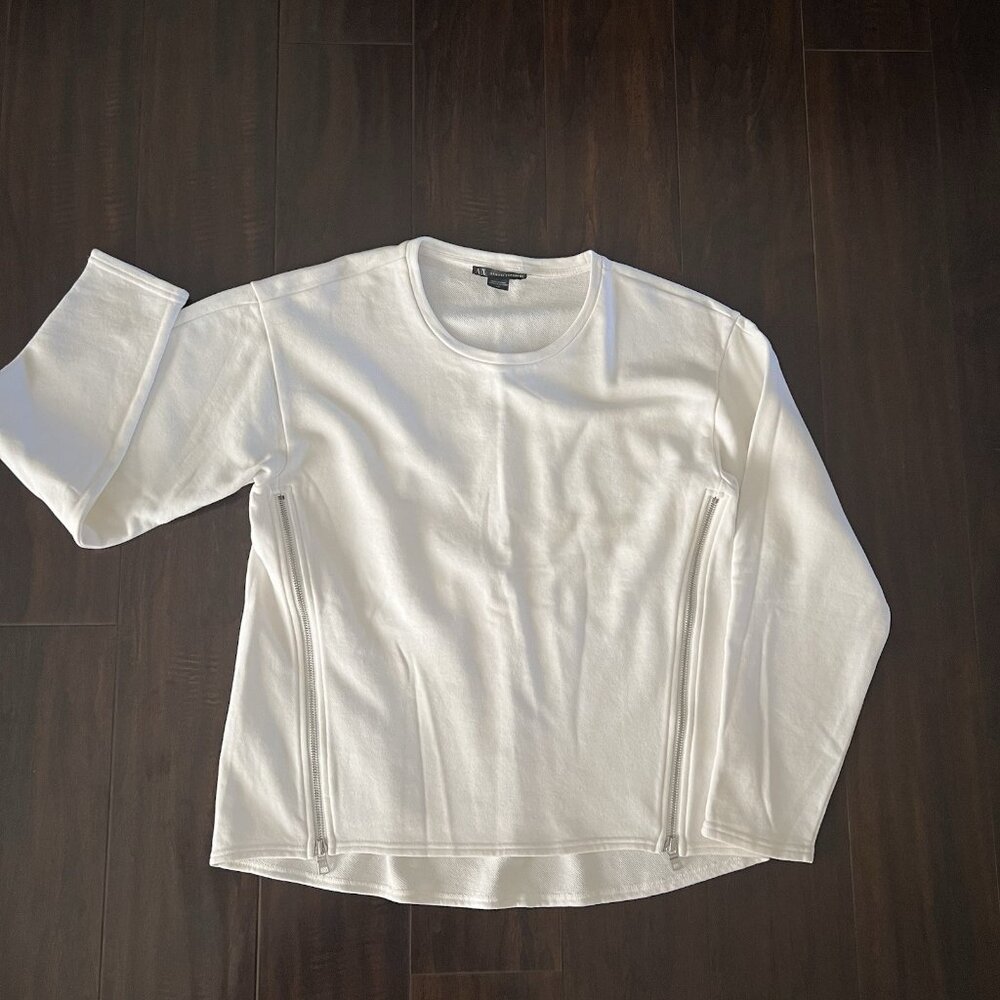 ARMANI EXCHANGE  Women’s Off-White Sweatshirt with Side Zippers - Size L/G
